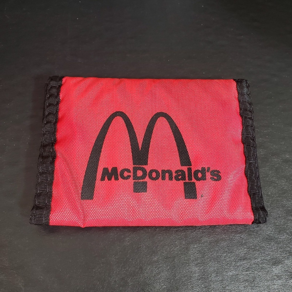 Vintage‎ McDonald's Red Nylon Wallet Black Logo Made In Taiwan